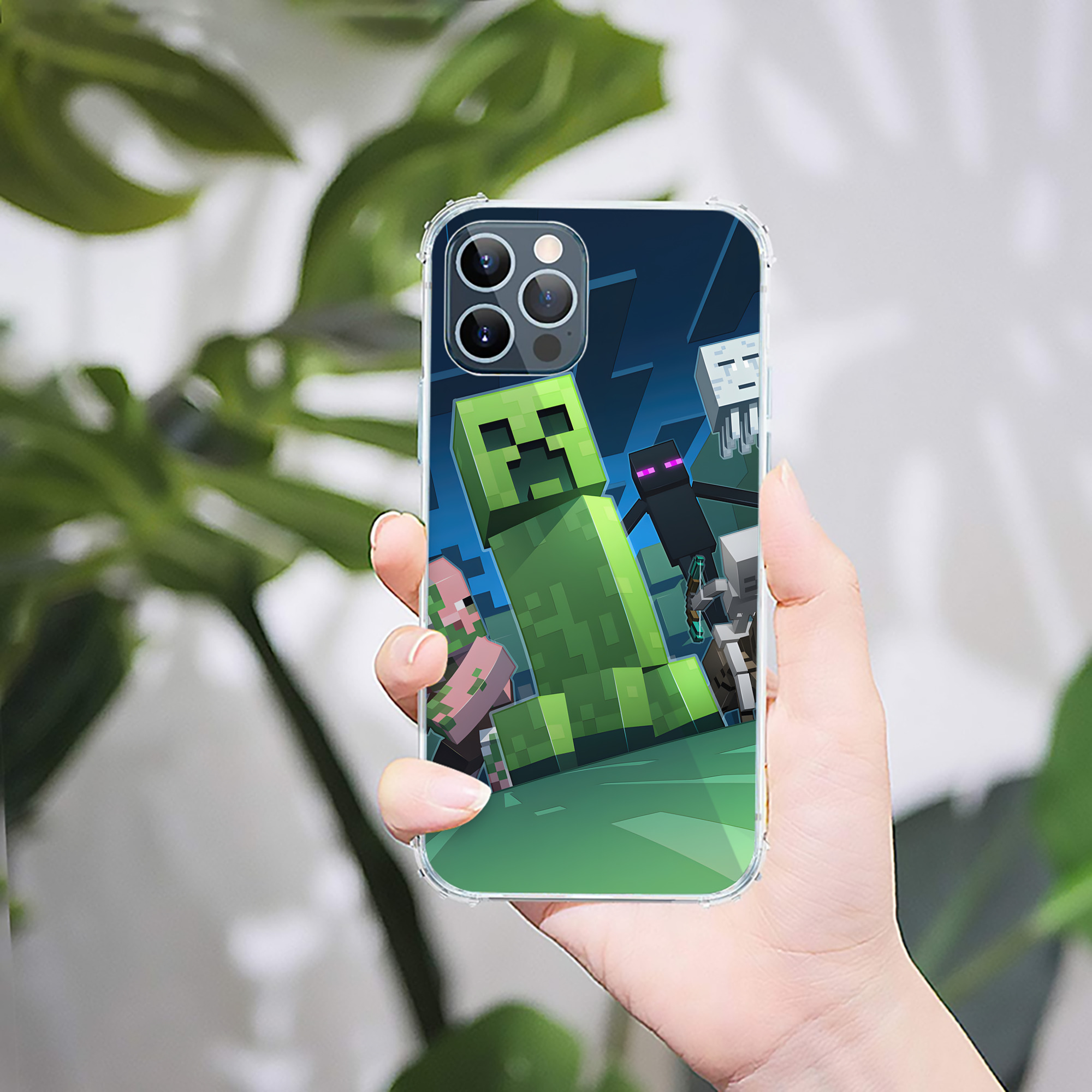 （画像用） マインクラフト ブロックの世界 Minecraft MC Block world 【iPhone 12シリーズ対応】透明スマホケース（クリアソフトケース）